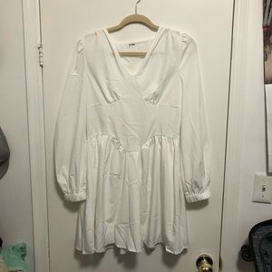 White long sleeve dress with built in corset